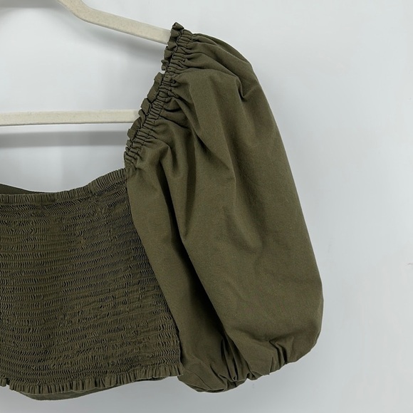 Jason Wu Cottagecore Romantic Feminine Peasant Luxury Olive PuffSleeveBlouse SzL - Picture 7 of 11